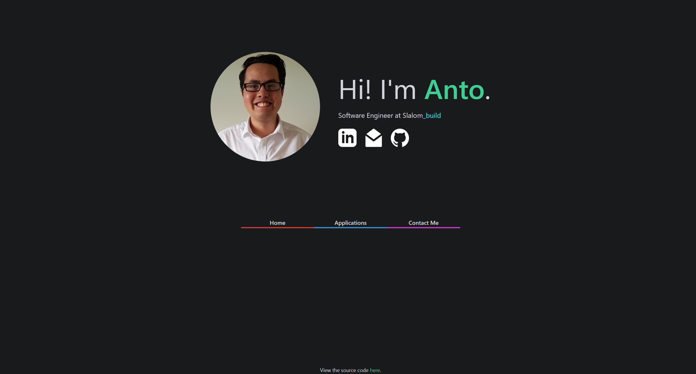 Screenshot of the Personal Website project